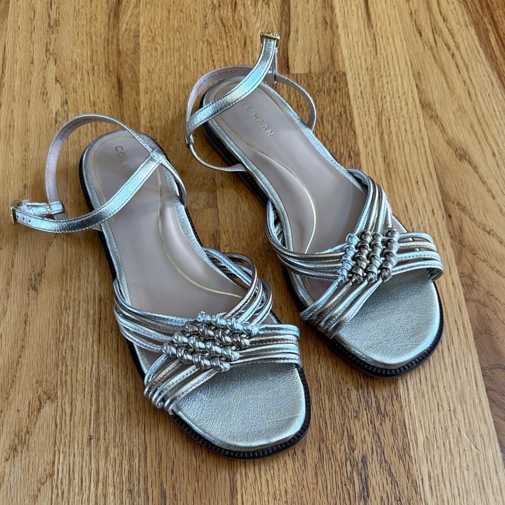Cole Haan Silver Strappy Knot Sandals